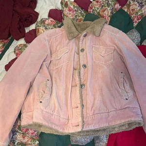 Old navy pink fur coat Y2K